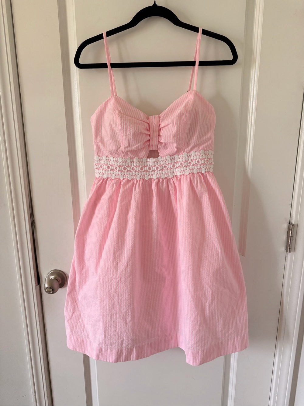 Lilly Pulitzer Pink Spaghetti-Strap Mini Dress with Lace Waist